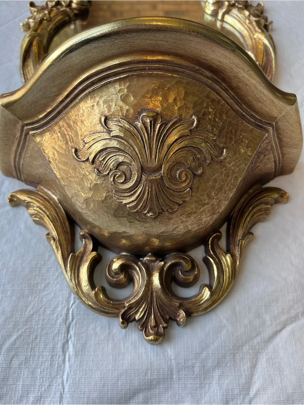 Vintage Syroco Ornate Gold Mirror Shelf Hollywood Regency Glam